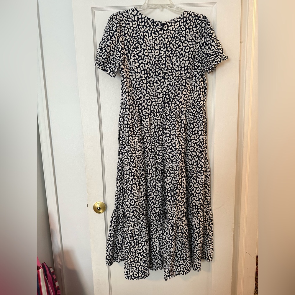 Navy and White Animal Print Dress